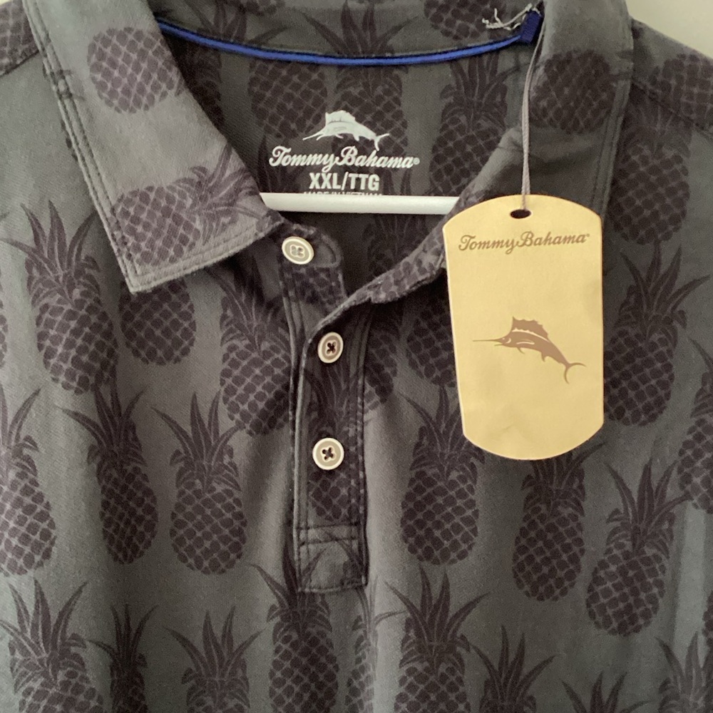 Tommy Bahama Charcoal Pineapple Print Polo